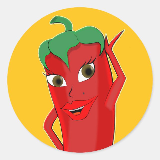 Red Hot Chili Pepper Diva Classic Round Sticker (Front)