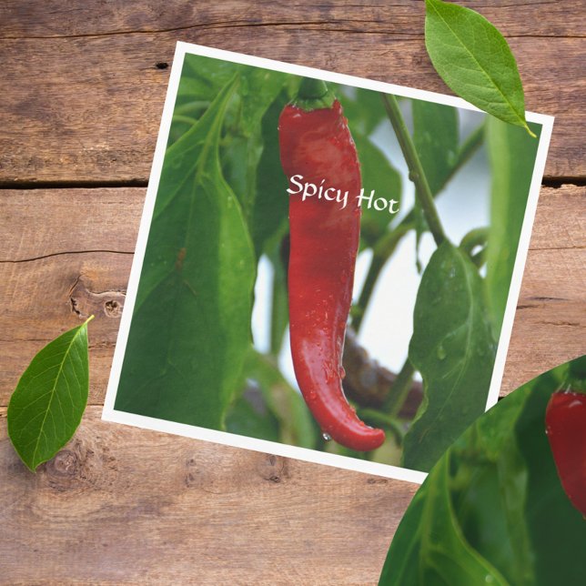 Red Hot Chili Pepper Green Red White Photographic Napkin (Creator Uploaded)