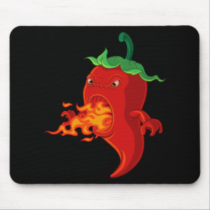 red hot chilli pepper with flame mouse pad