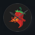 red hot chilli pepper with flame round clock<br><div class="desc">Hope you like it</div>