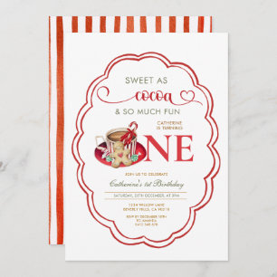 Red Hot Cocoa and Cookies 1st birthday  Invitation