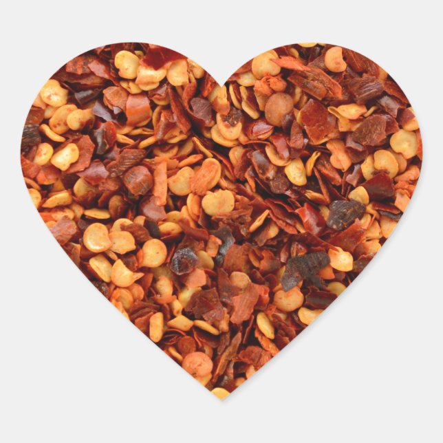 Red hot dried chili flakes heart sticker (Front)