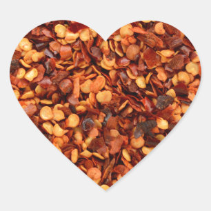 Red hot dried chilli flakes heart sticker