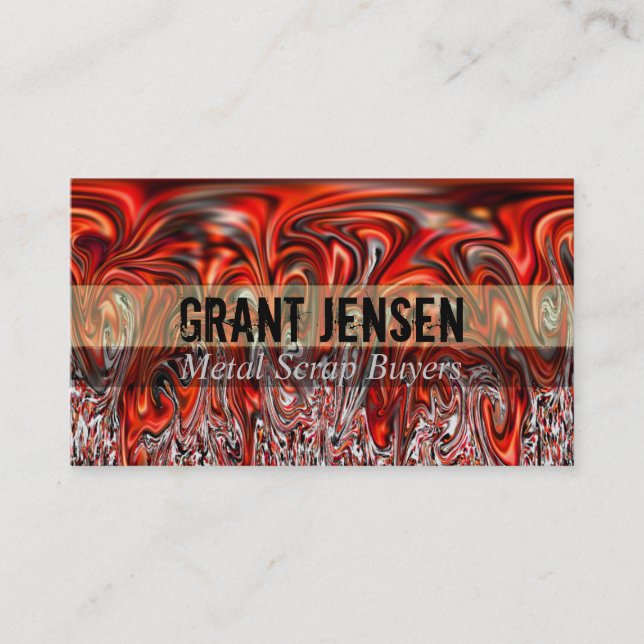 Red Hot Flowing Metal Business Cards (Front)