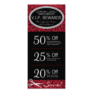 Red Hot Glam Custom Salon Coupon Rack Cards