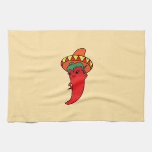 Red Hot Kawaii Pepper Diva Kitchen Towel