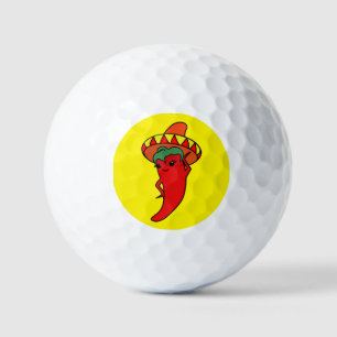 Red Hot Kawaii Pepper Diva Mexican Sombrero Golf Balls