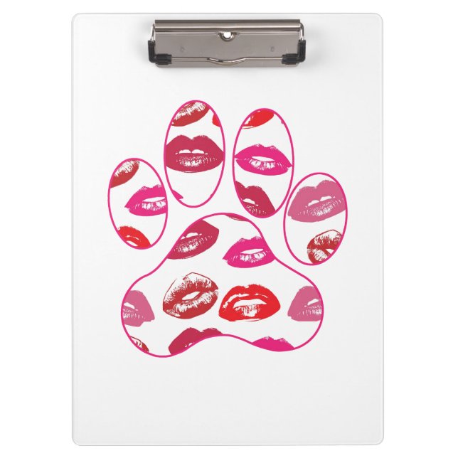 Red Hot Lips Dog Paw Print Clipboard (Front)