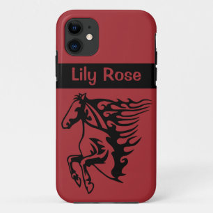 Red Hot Metallic Pony Horse Stallion Bronco iPhone 11 Case