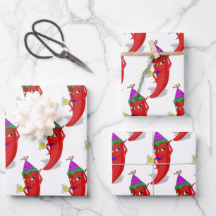 Red Hot Pepper Diva Birthday Celebration Custom Wrapping Paper Sheet