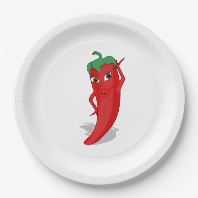 Red Hot Pepper Diva Classic  Paper Plate (Front)