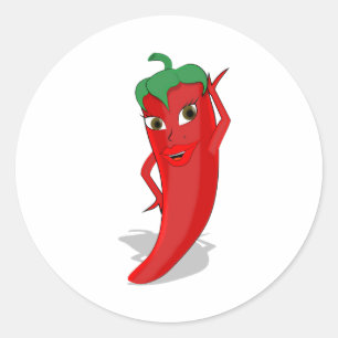 Red Hot Pepper Diva Classic Round Sticker