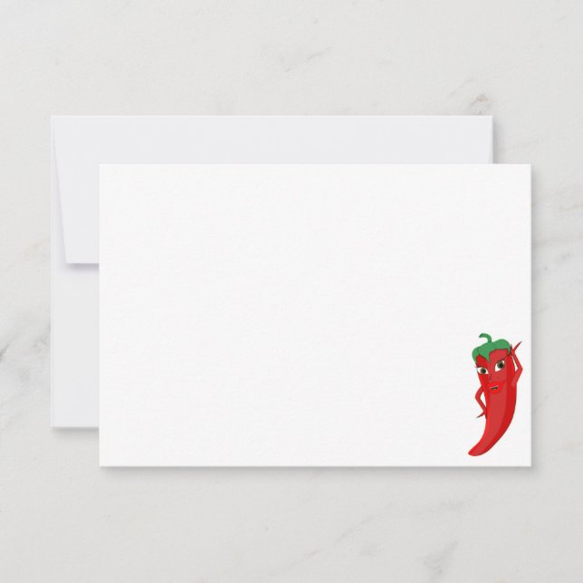 Red Hot Pepper Diva Cute Custom Blank Card (Front)