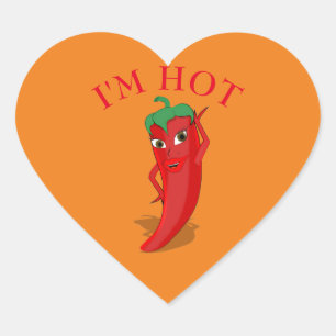 Red Hot Pepper Diva Heart Shaped Sticker