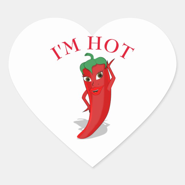 Red Hot Pepper Diva Heart Sticker (Front)