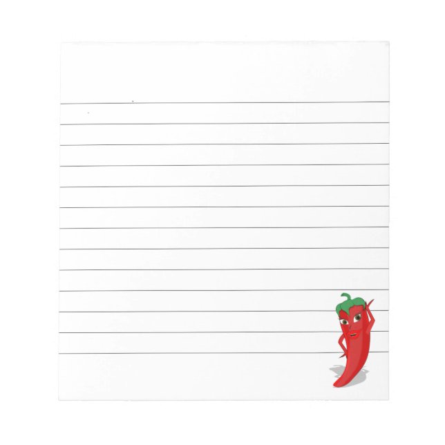 Red Hot Pepper Diva Lined Notepad (Front)