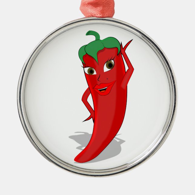 Red Hot Pepper Diva Metal Ornament (Front)