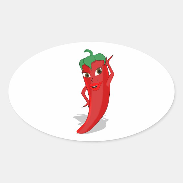 Red Hot Pepper Diva Oval Sticker (Front)