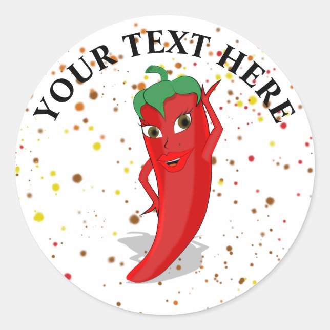 Red Hot Pepper Diva Paint Splatter Classic Round Sticker (Front)