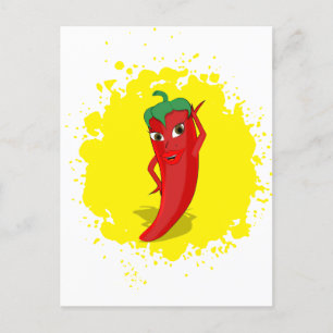 Red Hot Pepper Diva Paint Splatter Postcard