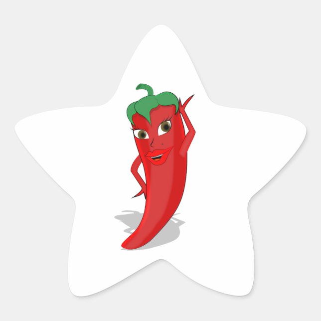 Red Hot Pepper Diva Star Sticker (Front)