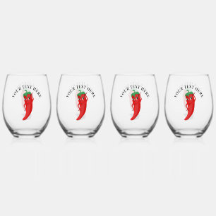 Red Hot Pepper Diva Stemless Wine Glass