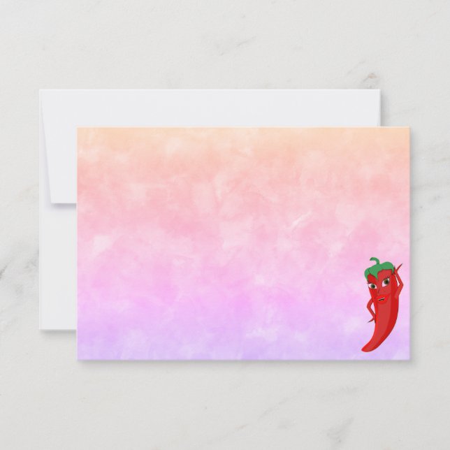 Red Hot Pepper Diva Watercolor Custom Blank Card (Front)