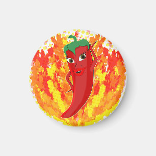 Red Hot Pepper Fire Flames Magnet