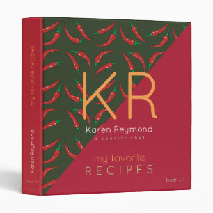red hot pepper pattern recipe book . chef binder