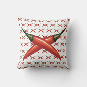 Red Hot Peppers, Purple Blossom Throw Pillow