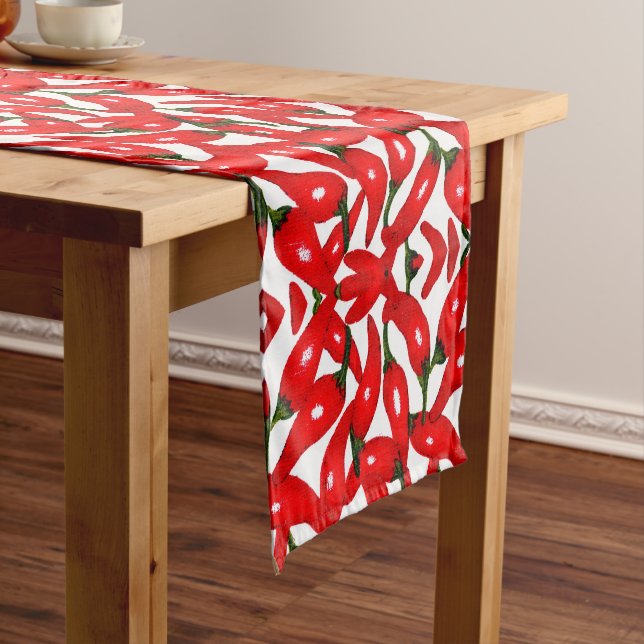 Red Hot Peppers Spicy  Short Table Runner (In Situ)
