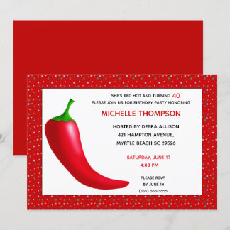Red Hot Perpper 40th  Birthday Invitations