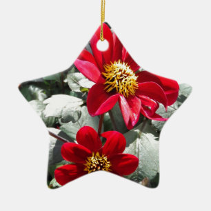 red hot pink daisy / daisies flowers ceramic ornament