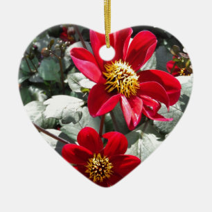 red hot pink daisy / daisies flowers ceramic ornament