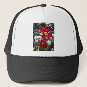 red hot pink daisy / daisies flowers trucker hat