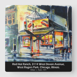 Red Hot Ranch, Chicago, Illinois (1952-1985) Square Wall Clock