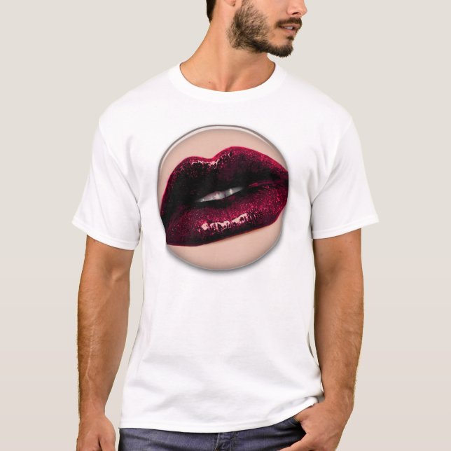 Red Hot Sparkling Kissable Lips T-Shirt (Front)