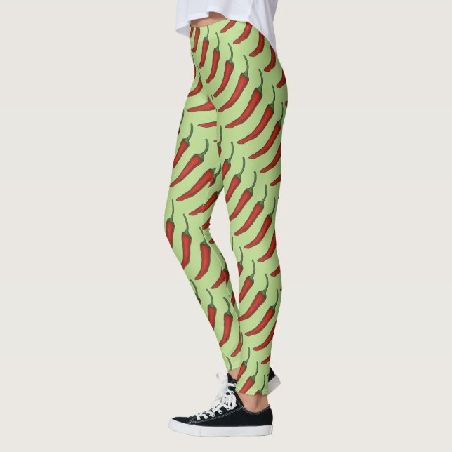 Red Hot Spicy Chili Chile Pepper Peppers Leggings (Left)