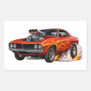 Red Hot Supercharged Muscle Car Burnout Sticker