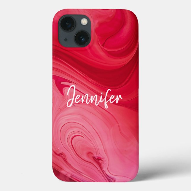 Red Hot Swirls Personalized Case-Mate iPhone Case (Back)