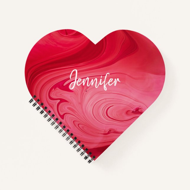 Red Hot Swirls Personalized Notebook (Front)