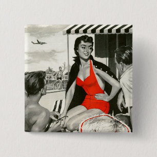 Red Hot Woman 2 Inch Square Button