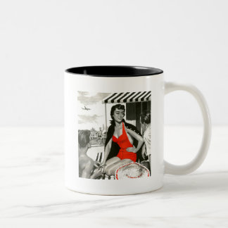 Red Hot Woman Two-Tone Coffee Mug