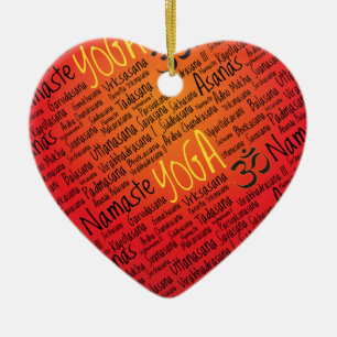 Red Hot Yoga Lover's Om Symbol Pattern Ceramic Ornament