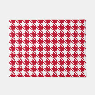 Red Houndstooth Repeating Pattern Doormat