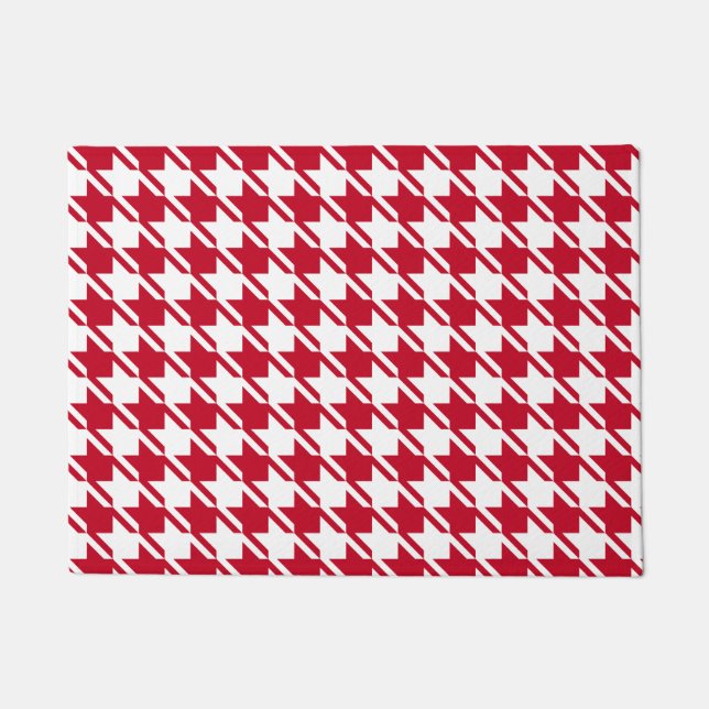 Red Houndstooth Repeating Pattern Doormat (Front)