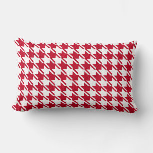 Red Houndstooth Repeating Pattern Lumbar Pillow