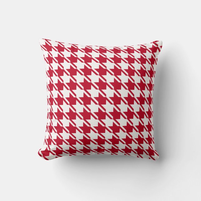 Red Houndstooth Repeating Pattern Throw Pillow (Front)