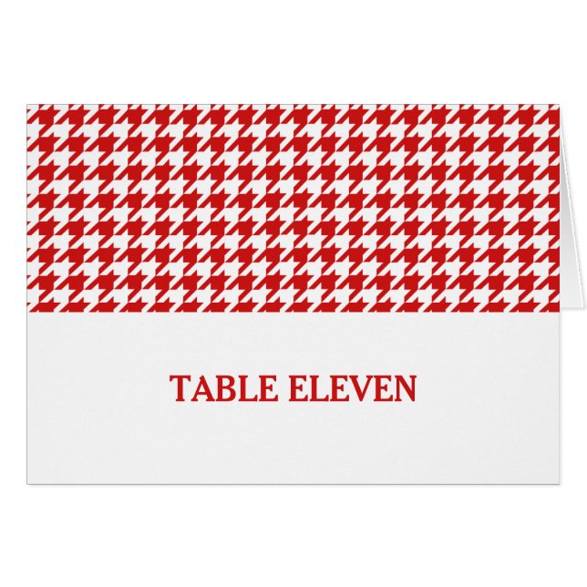 Red Houndstooth Table Number Card (Front Horizontal)