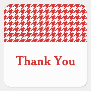 Red Houndstooth Thank You Stickers
